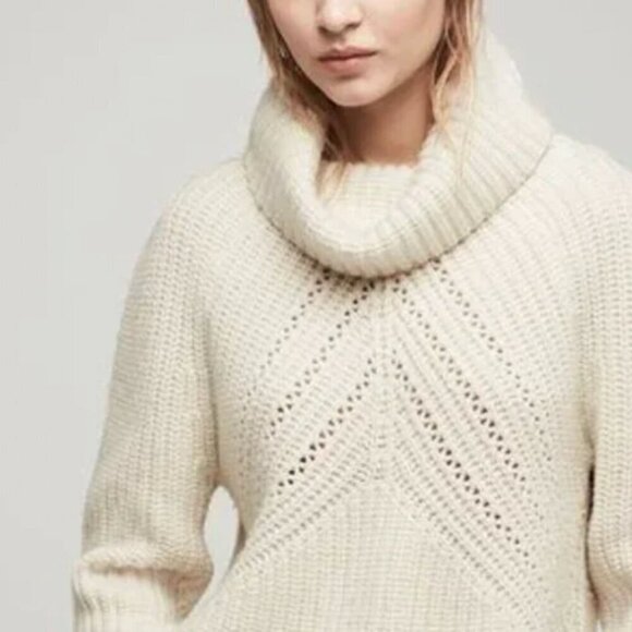 Rag & Bone Cece Funnelneck Wool Sweater Cream Small - Picture 3 of 11